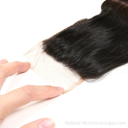 Adorable wholesale body wave straight remy indian human hair three tone 4*4 lace closure for wigs color T1b-4-27